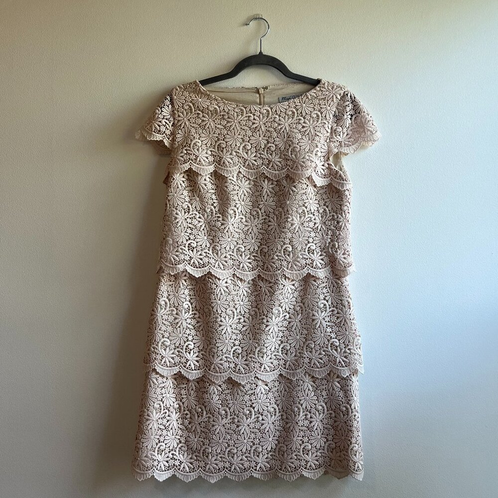 Beige lace mini dress